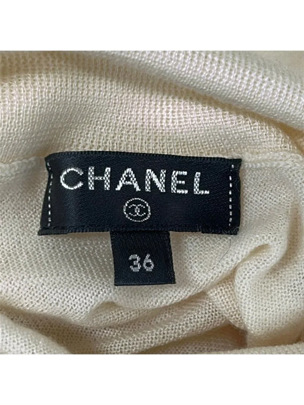 Chanel Long Sleeve Sweater 36 S Ivory Turtleneck Cashmere